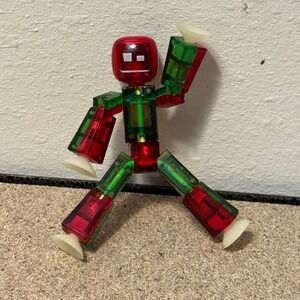 Zing Stikbot Action Figure Red Green Christmas Translucent Posable Stop Motion